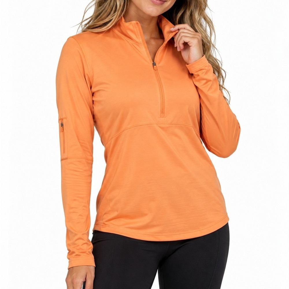 Under Armour Womens Orange Half Zip Pullover Mock Neck Athletic Running Top M